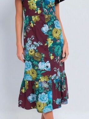 Tuckernuck Alice Floral Button-Front Midi Dress in MERLOT SHARP FLORAL*